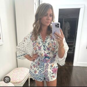 Farm Rio Romantic Bandanas bodysuit and short set